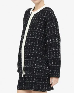 Giacca Liu Jo Jeans nera in cotone e lana con dettagli sparkling