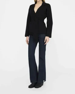Giacca Liu Jo Jeans nera in misto viscosa con cintura