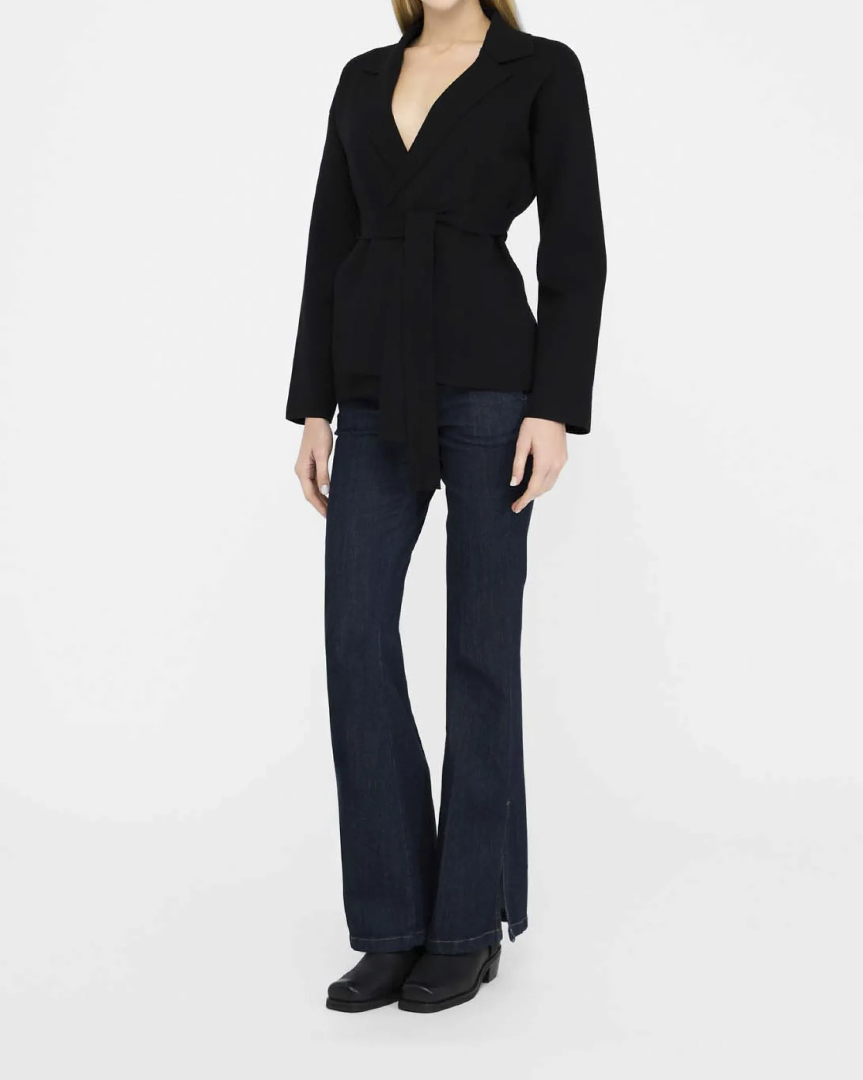 Giacca Liu Jo Jeans nera in misto viscosa con cintura
