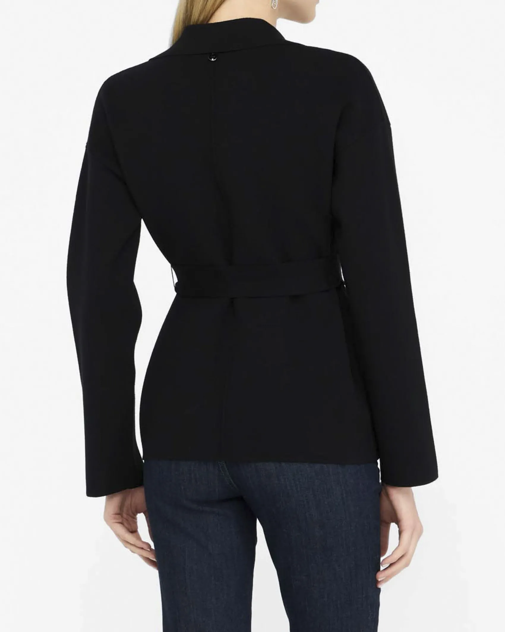 Giacca Liu Jo Jeans nera in misto viscosa con cintura