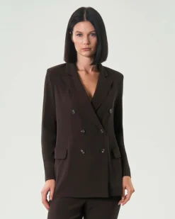 Giacca marrone doppiopetto Hlo! in cady con scollo a rever