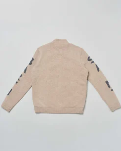 Giacca MC2 Saint Barth beige bi-tessuto in lana con inserto frontale in nylon imbottito e scritta logo sulle maniche