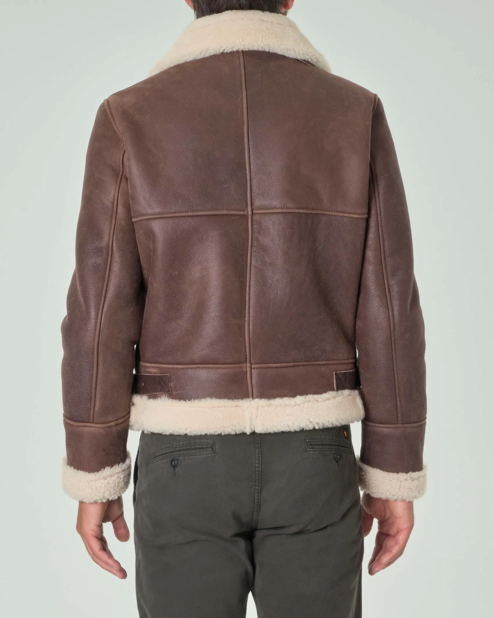 Giacca shearling My Stuff marrone foderata in orsetto color panna