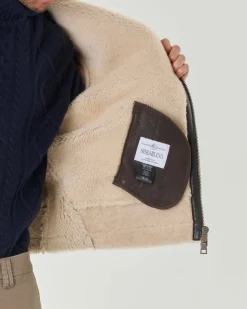 Giacca shearling My Stuff testa di moro foderata in orsetto color panna