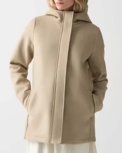 Giaccone beige Colmar Originals in panno di misto lana dalla linea dritta con cappuccio