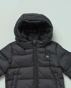 Giaccone Blauer nero imbottito con cappuccio e pelliccia