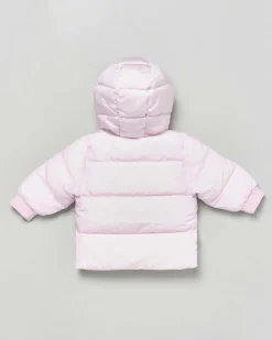 Giaccone Calvin Klein rosa in nylon con cappuccio ed interno in pile blu