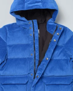 Giaccone MC2 Saint Barth blu royal in velluto a coste imbottito in piuma