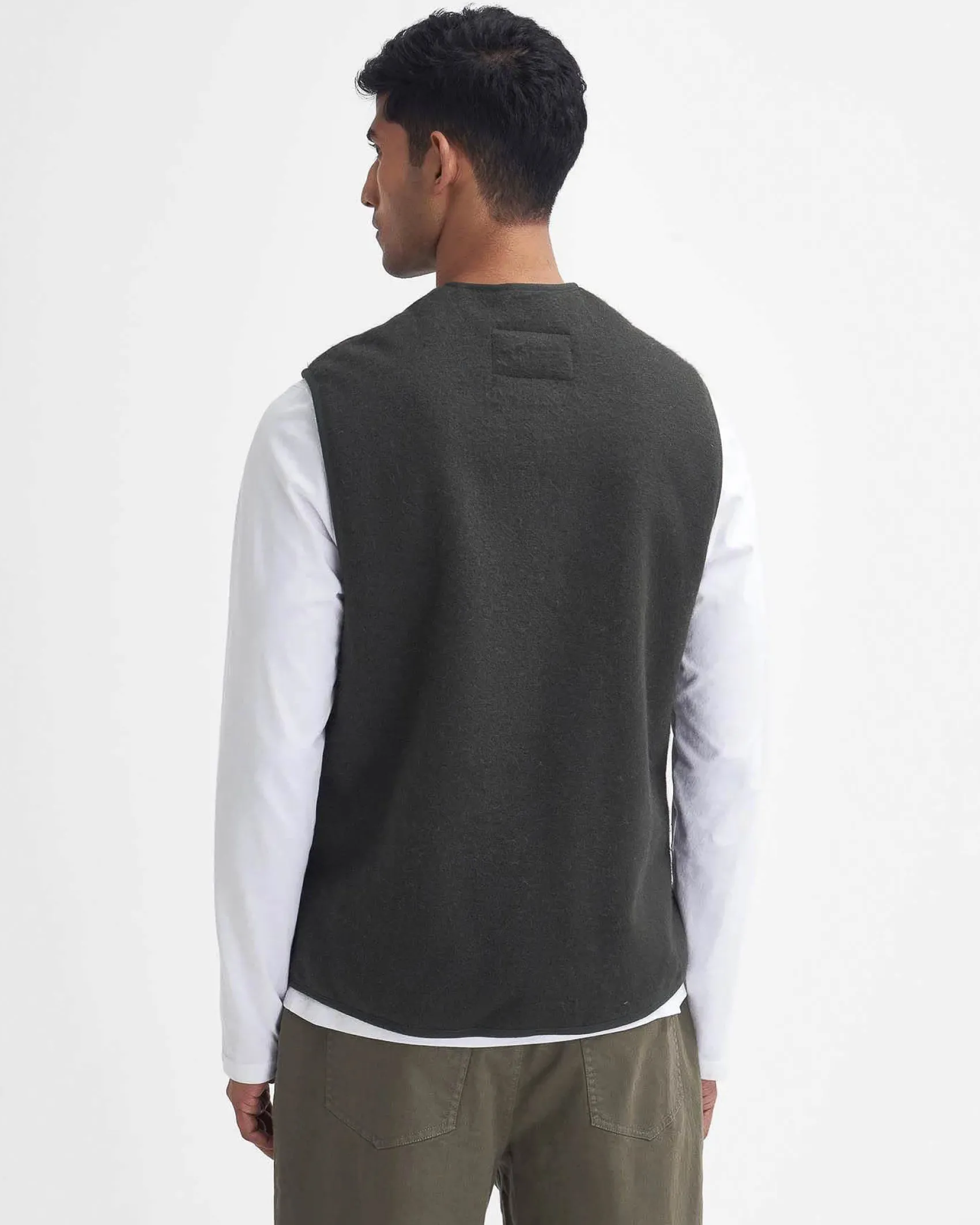 Gilet Barbour in pile color salvia con tasche a toppa