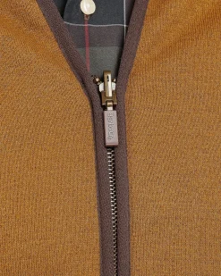 Gilet Barbour in pile color cammello con tasche a toppa