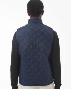 Gilet Barbour Monty blu trapuntato a rombi con colletto in velluto