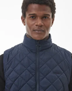Gilet Barbour Monty blu trapuntato a rombi con colletto in velluto