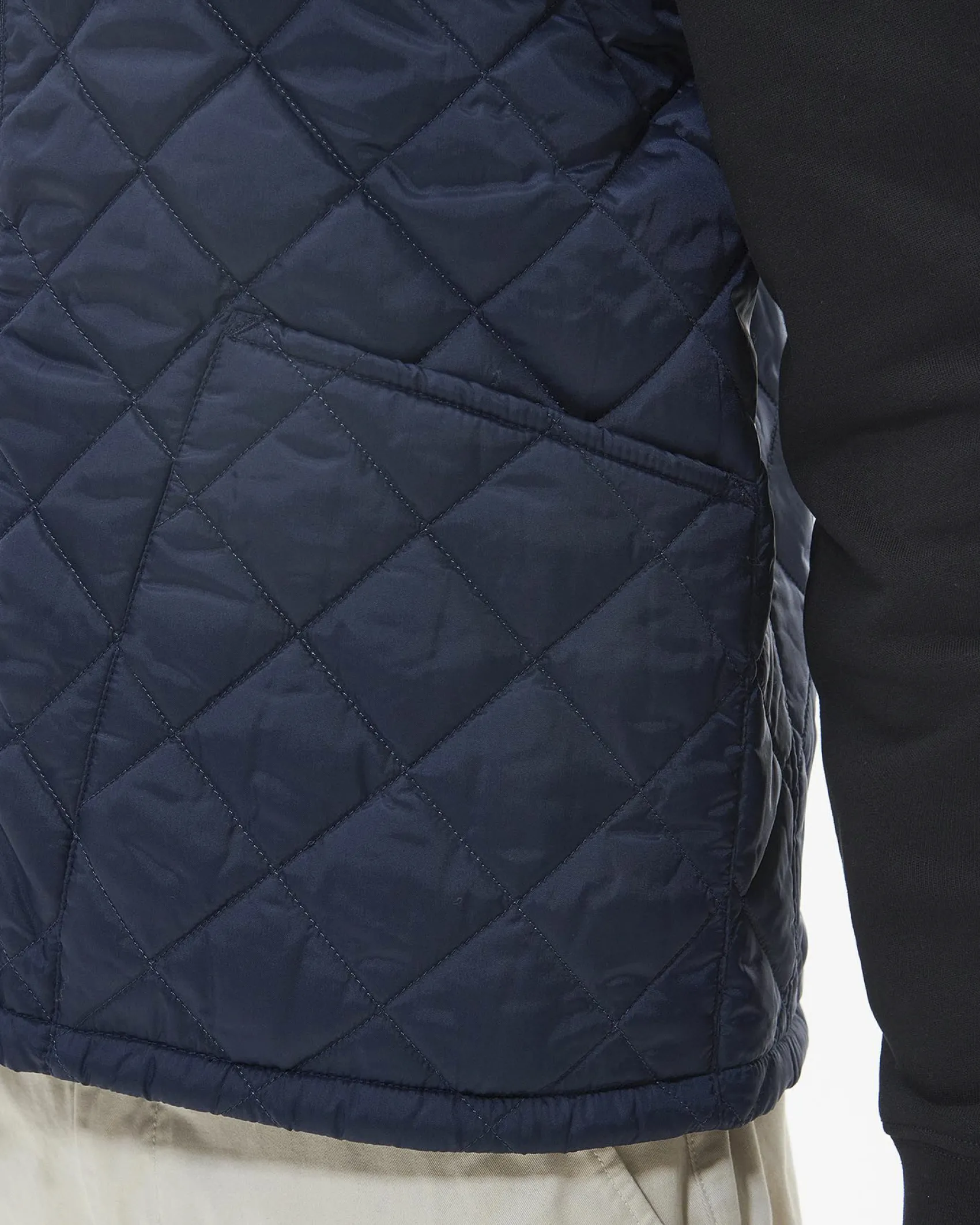 Gilet Barbour Monty blu trapuntato a rombi con colletto in velluto