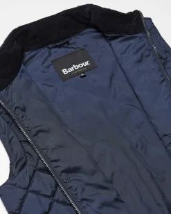Gilet Barbour Monty blu trapuntato a rombi con colletto in velluto