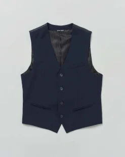 Gilet blu punto milano monopetto