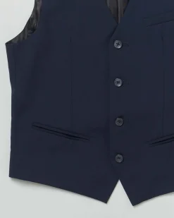 Gilet blu punto milano monopetto