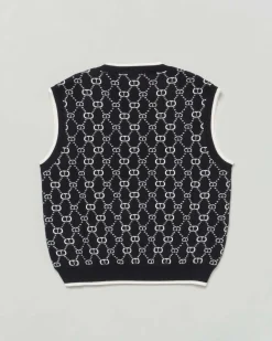 Gilet in maglia Twinset nero e bianco in misto viscosa