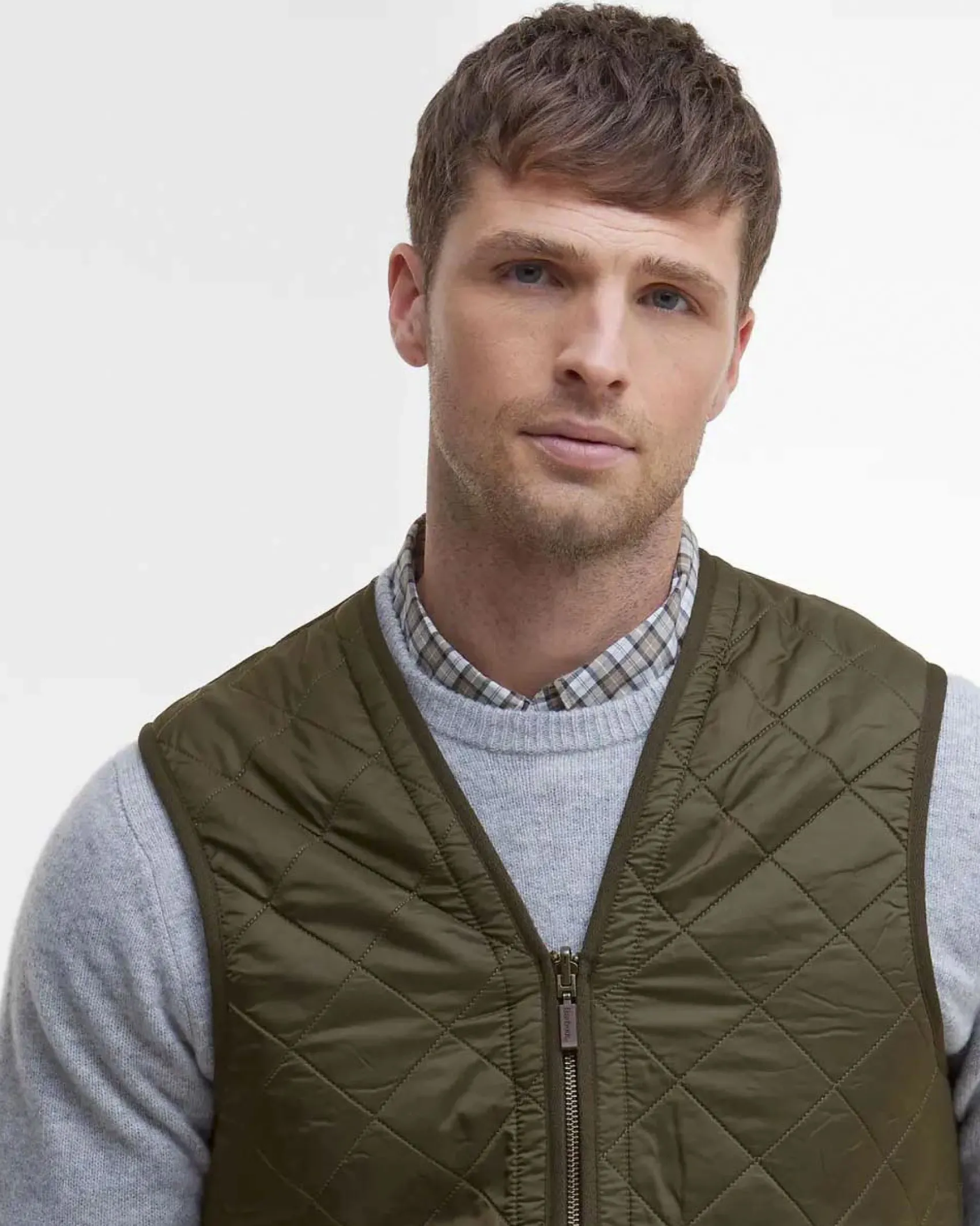 Gilet interno Barbour Polar Quilt verde militare trapuntato a rombi