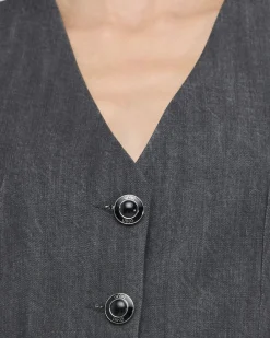 Gilet Liu Jo Jeans grigio in lyocell con bottoni frontali