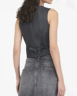 Gilet Liu Jo Jeans grigio in lyocell con bottoni frontali