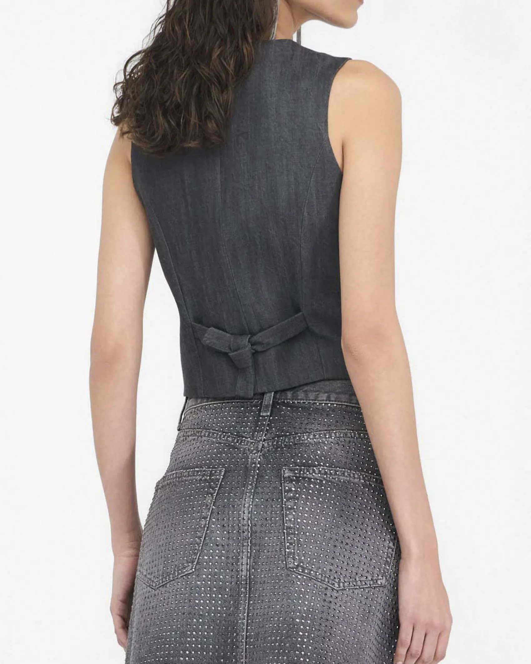 Gilet Liu Jo Jeans grigio in lyocell con bottoni frontali