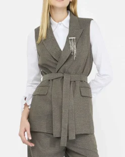 Gilet Liu Jo verde militare in misto viscosa motivo chevron