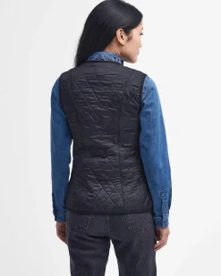 Gilet nero Barbour Flecce trapuntato dalla linea sfiancata con scollo a V e chiusura a cerniera