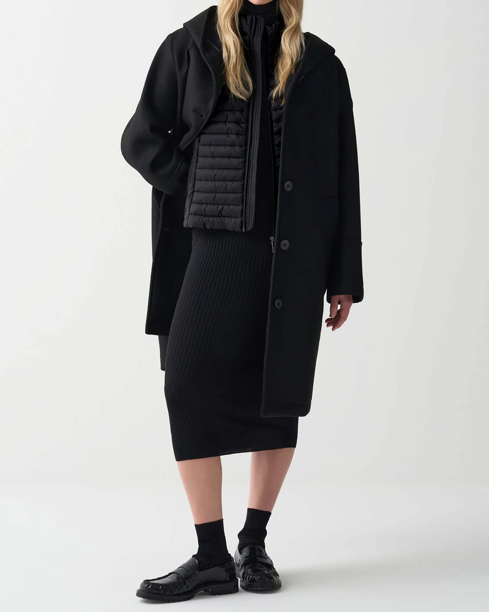 Gilet nero Colmar Originals con parte frontale a trapuntatura orizzontale