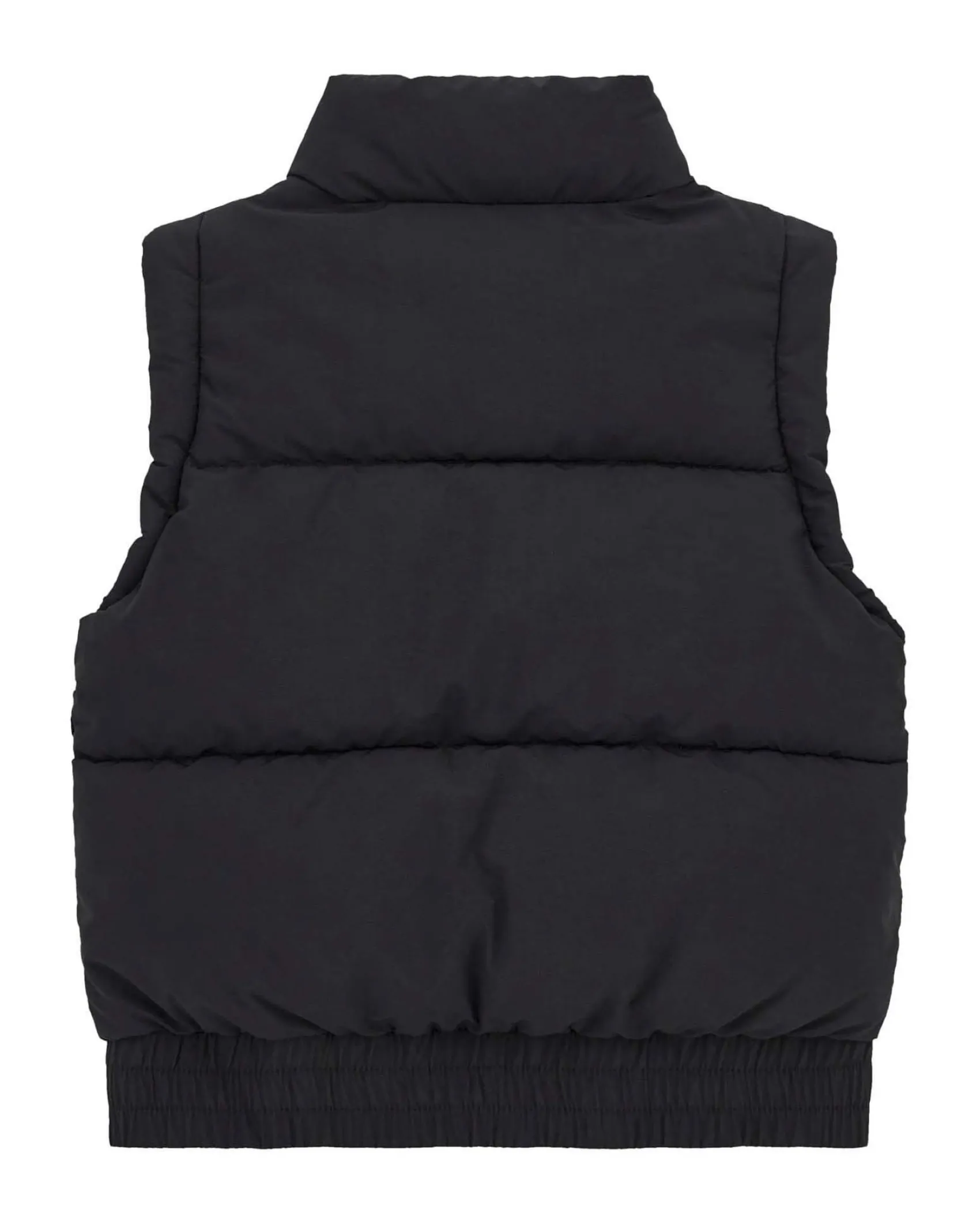 Gilet nero Guess in nylon imbottito con collo alto e zip