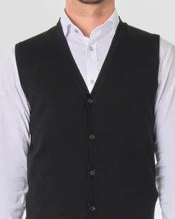 Gilet Paul Baker nero tinta unita con bottoni