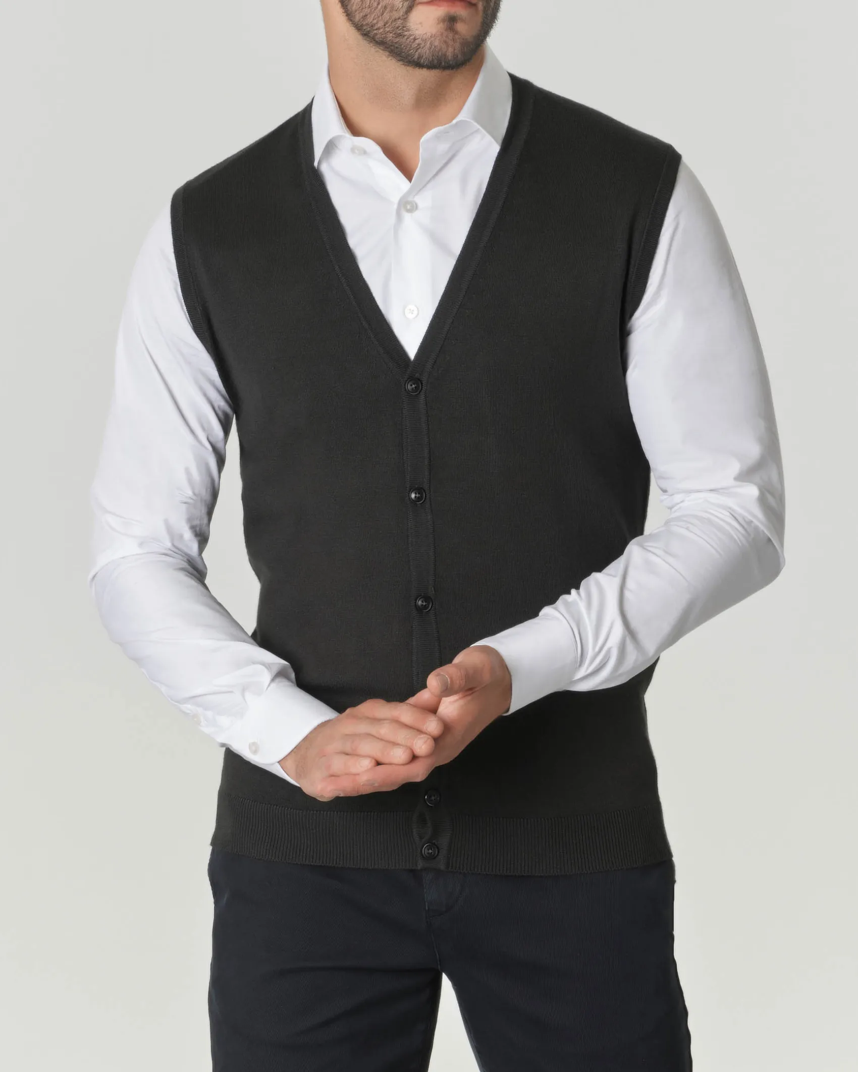 Gilet Paul Baker verde bottiglia tinta unita con bottoni