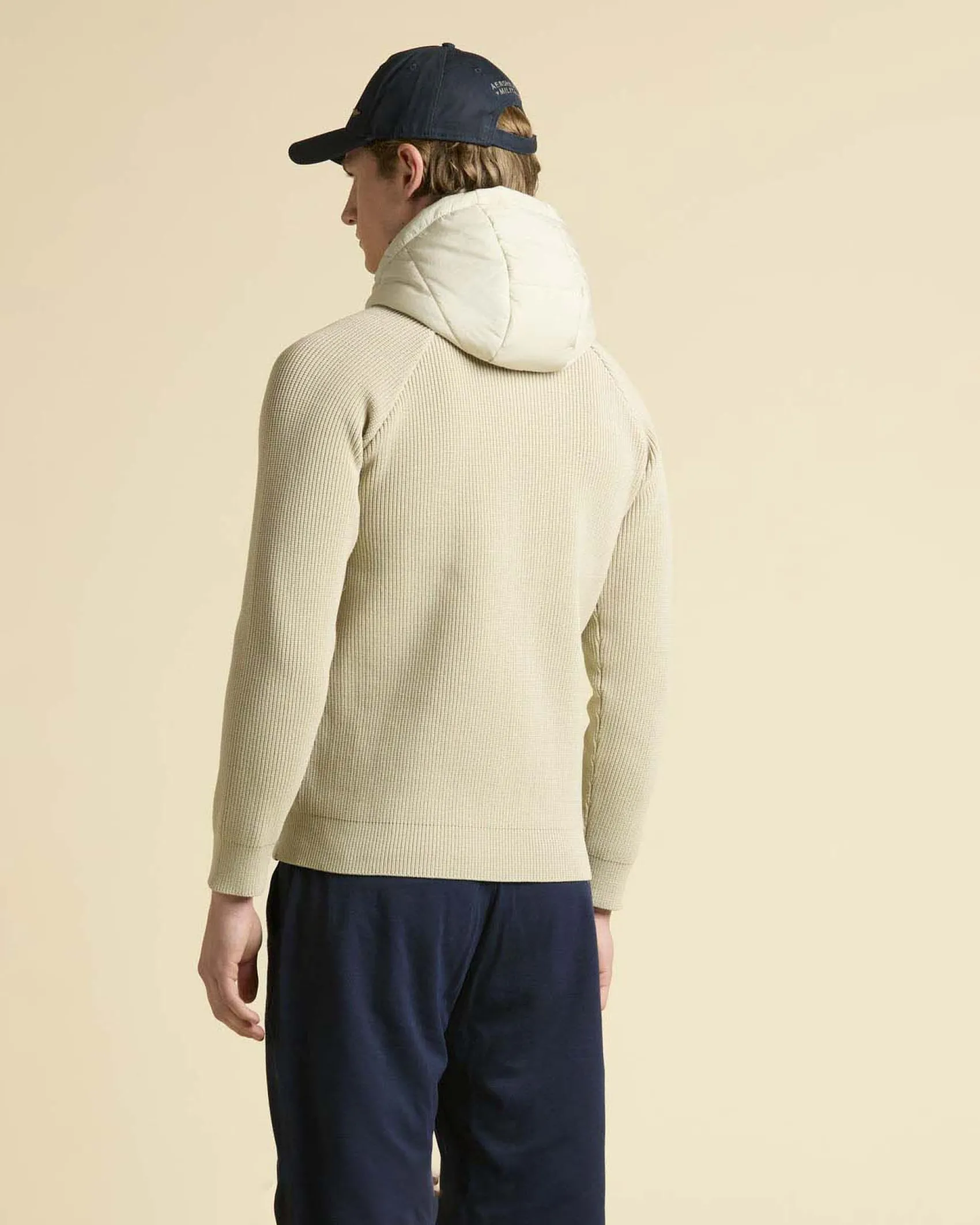 Giubbino Aeronautica Militare bi-tessuto panna e beige con cappuccio