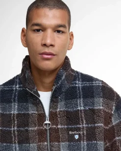 Giubbino Barbour Tartan Fleece in pile sherpa marrone e blu
