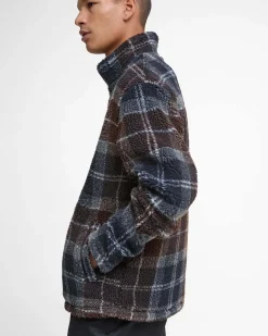 Giubbino Barbour Tartan Fleece in pile sherpa marrone e blu