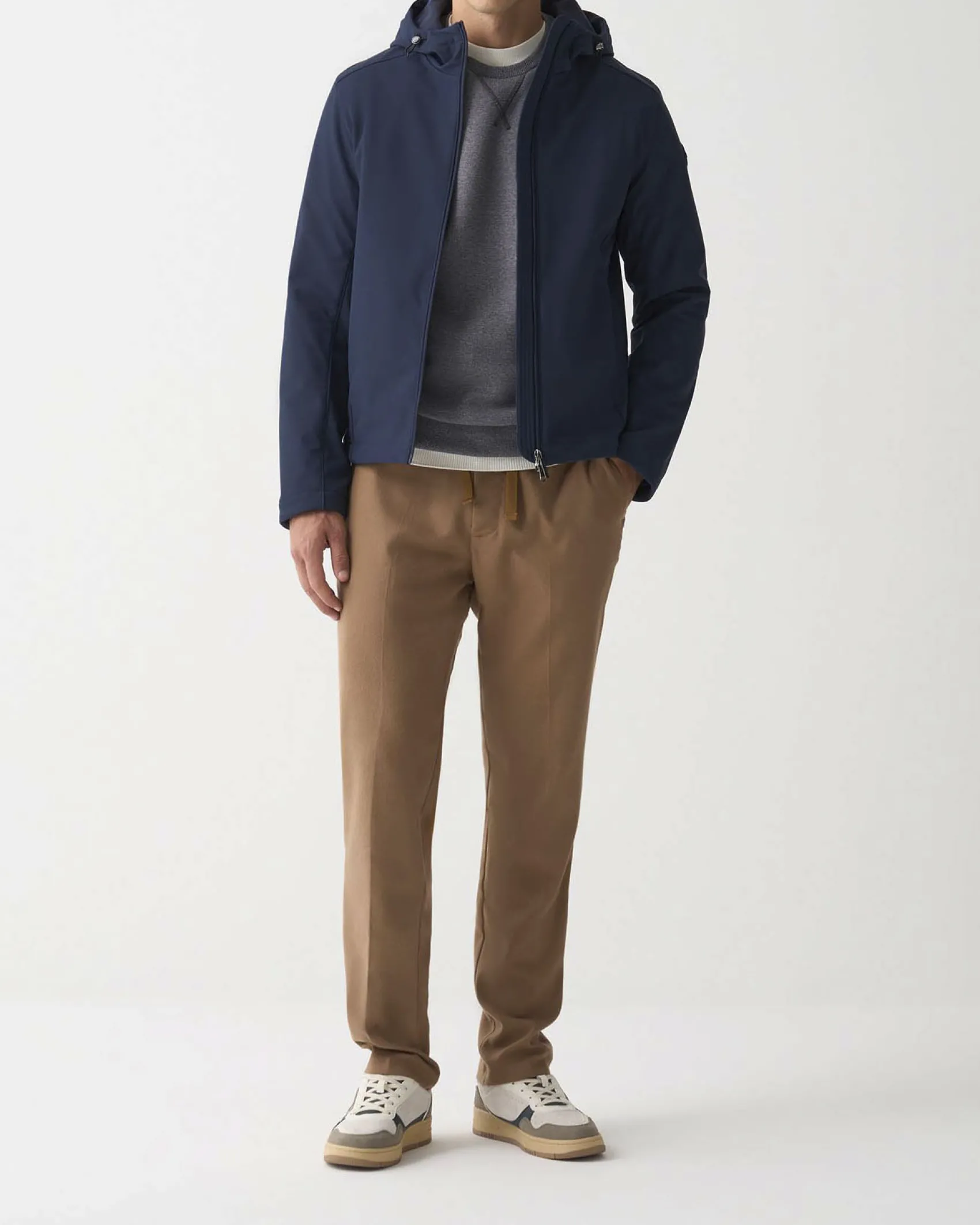 Giubbino Colmar Originals blu in softshell stretch impermeabile con cappuccio fisso