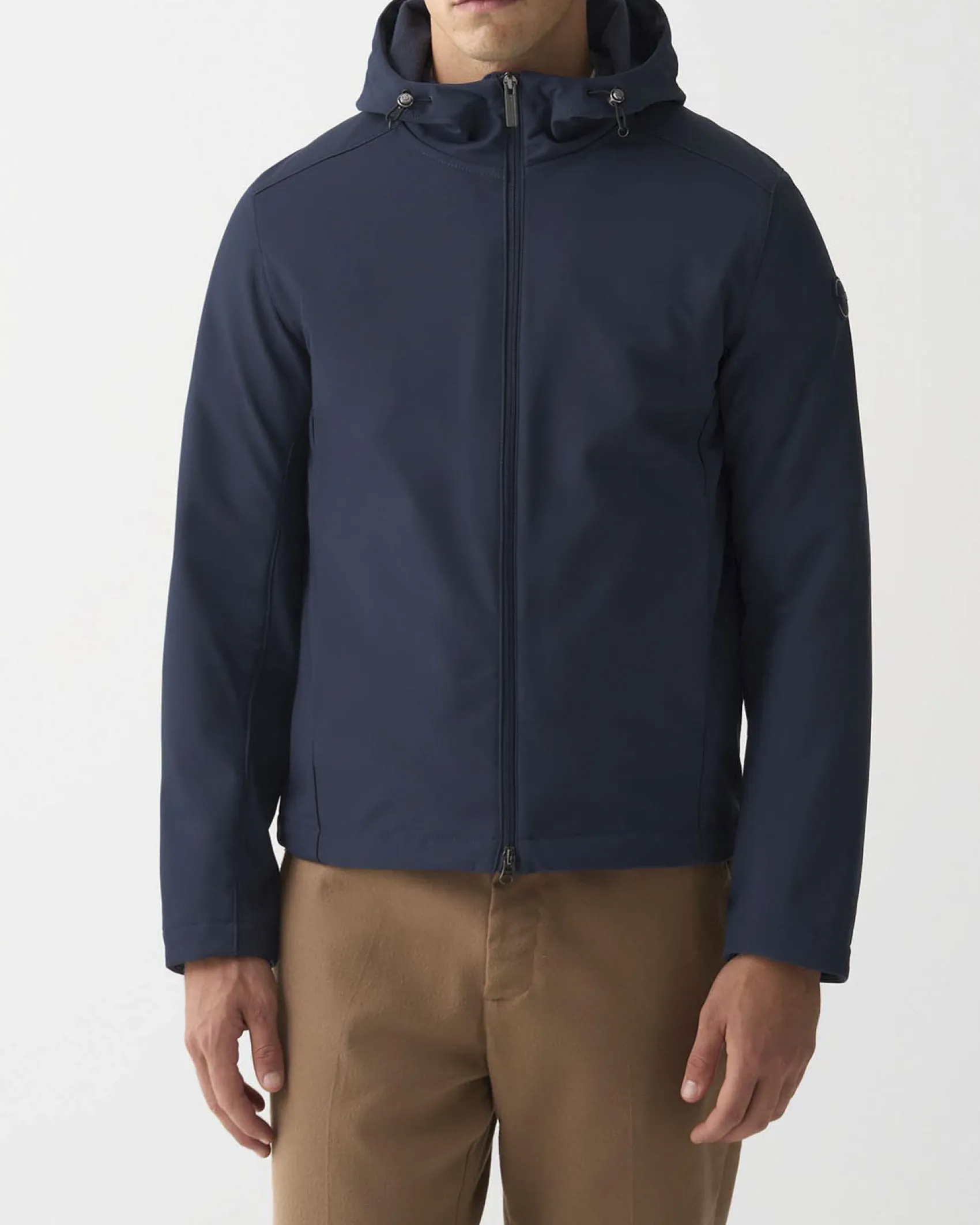 Giubbino Colmar Originals blu in softshell stretch impermeabile con cappuccio fisso