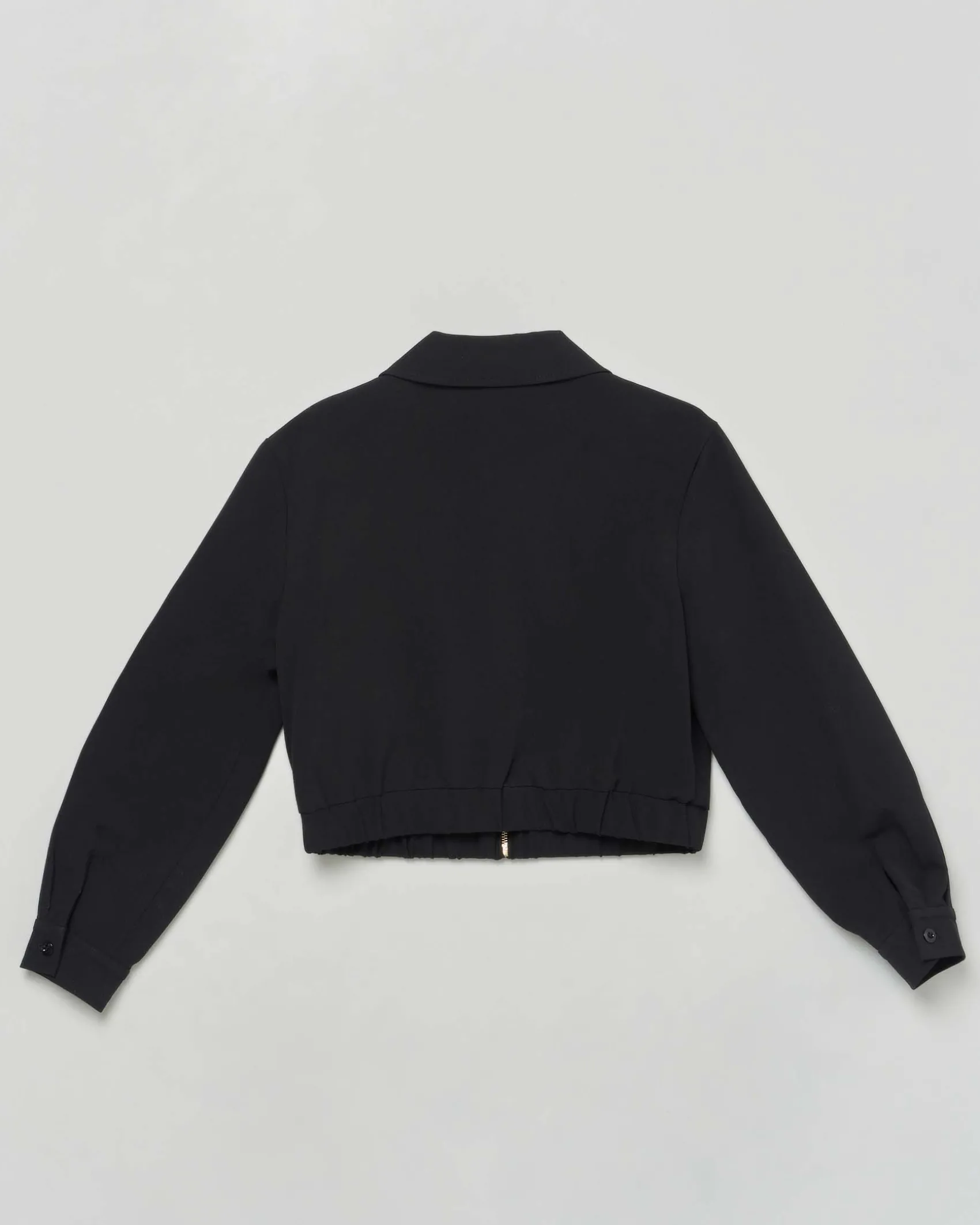 Giubbino cropped Twinset nero con colletto e zip