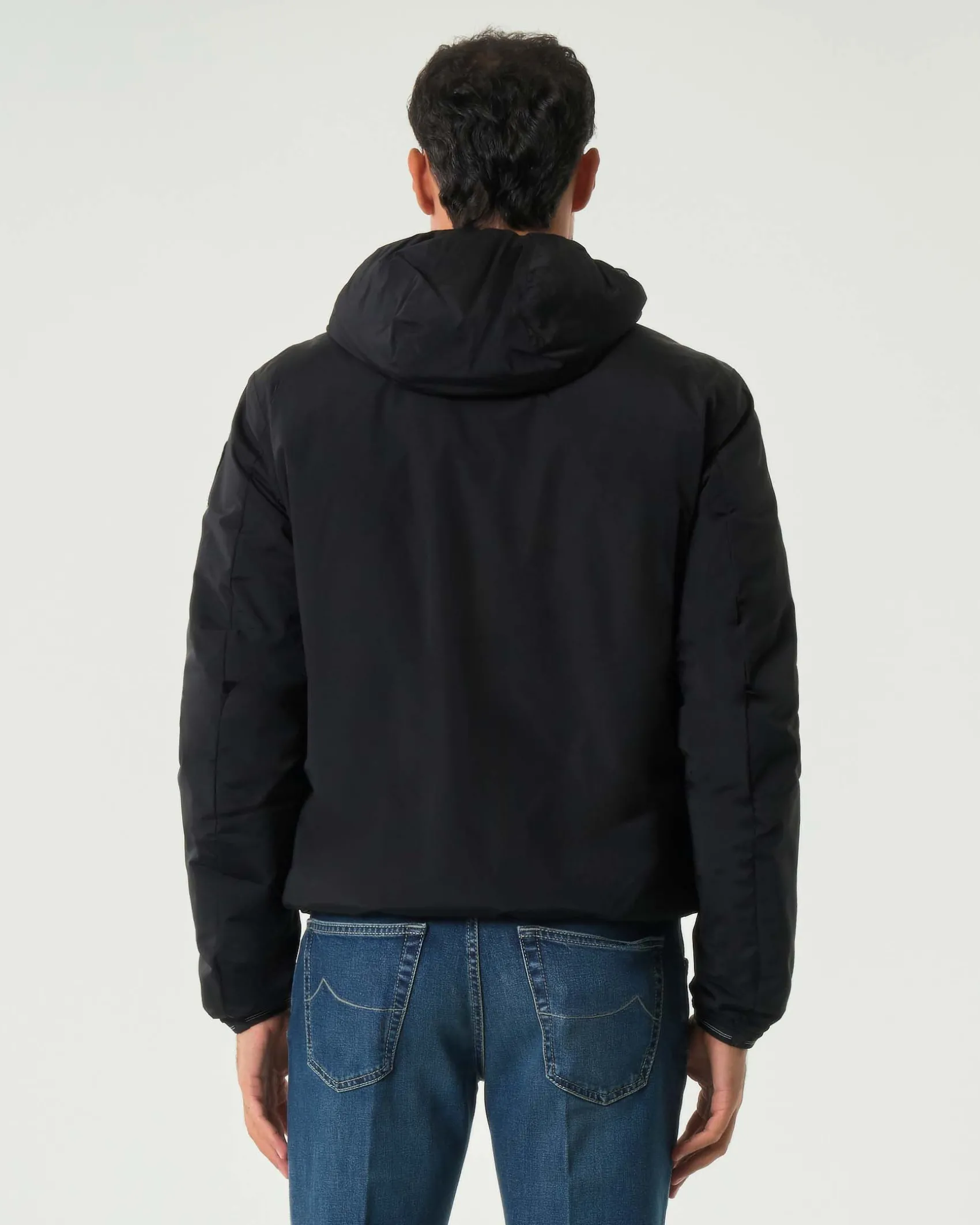 Giubbino Devon Blauer nero con cappuccio e interno in eco marmottina color cammello