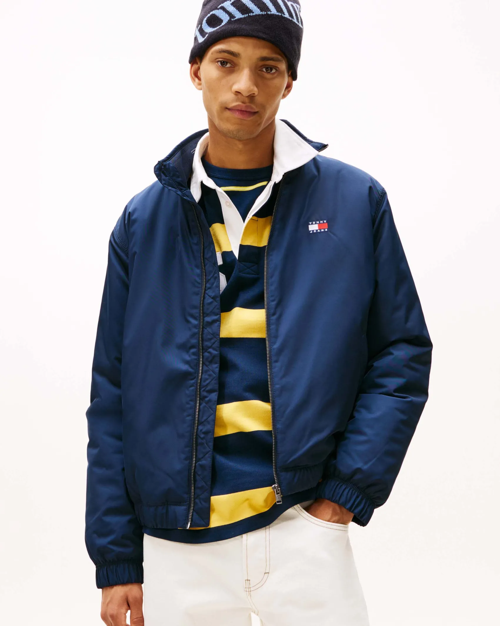 Giubbino imbottito Tommy Jeans blu in twill di nylon idrorepellente
