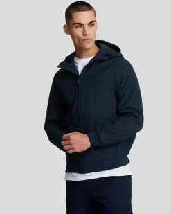 Giubbino Lyle & Scott blu in Soft Shell con cappuccio e interno in pile