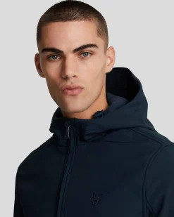 Giubbino Lyle & Scott blu in Soft Shell con cappuccio e interno in pile