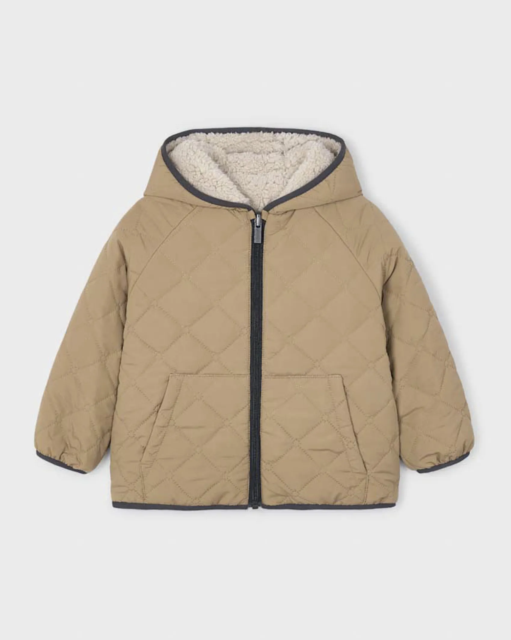 Giubbino Mayoral reversibile teddy panna e trapuntato color cammello