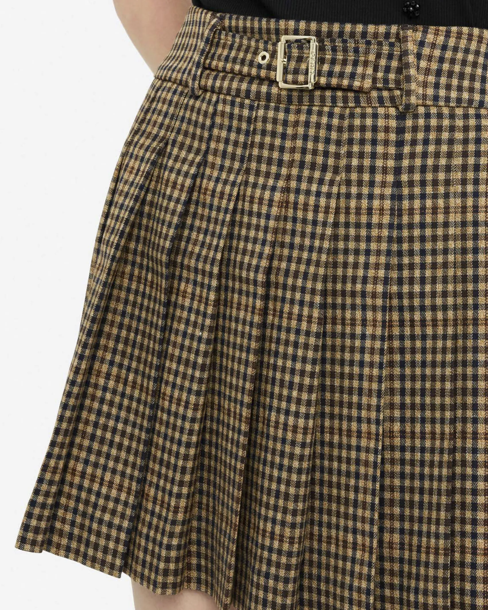 Gonna a pieghe Liu Jo Jeans marrone in misto viscosa a quadri