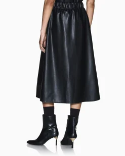 Gonna Armani Exchange nera in similpelle con logo in rilievo