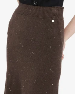 Gonna Liu Jo Jeans marrone in viscosa con dettagli luminosi