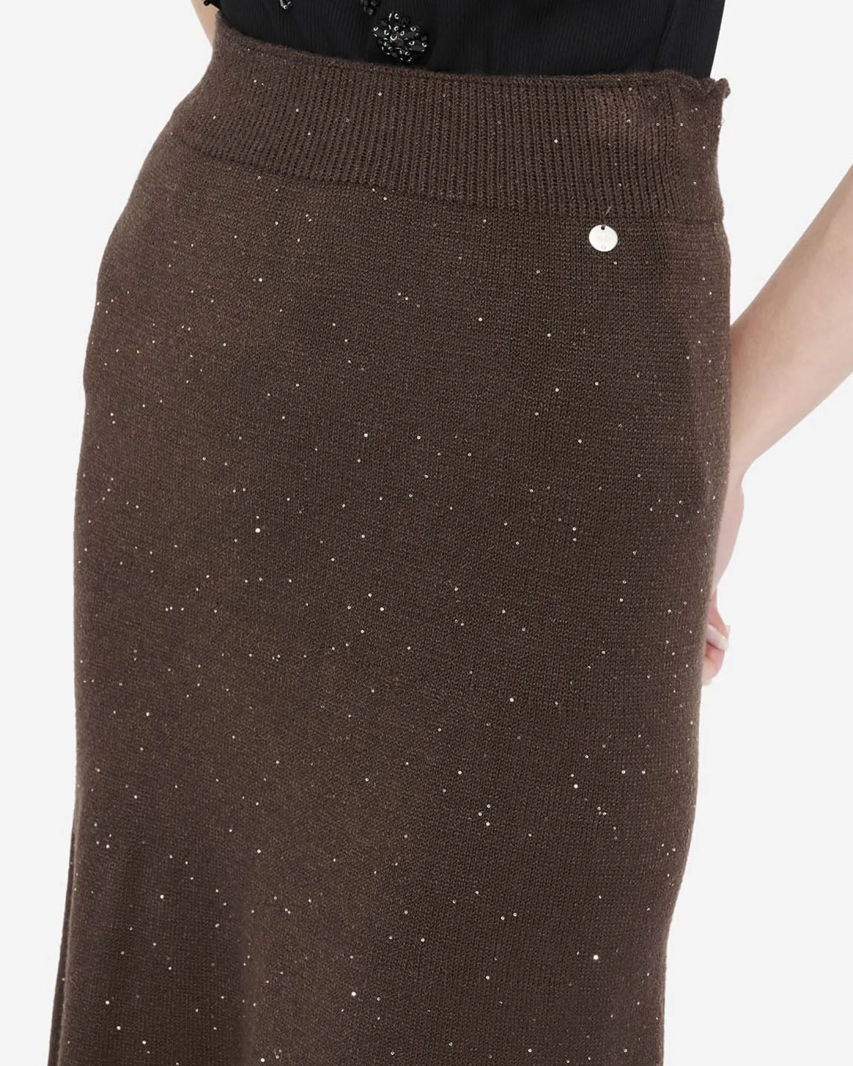 Gonna Liu Jo Jeans marrone in viscosa con dettagli luminosi