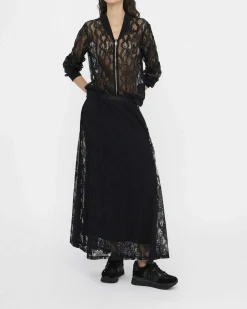 Gonna Liu Jo Sport nera in pizzo con fascia elastica in rilievo