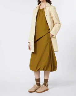 Gonna midi a palloncino verde oliva in taffettà antigoccia MM Max Mara