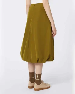 Gonna midi a palloncino verde oliva in taffettà antigoccia MM Max Mara