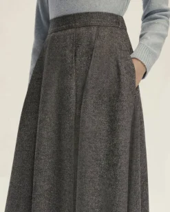 Gonna midi grigia Emme Marella in flanella leggera di misto lana con elastico inserito in vita